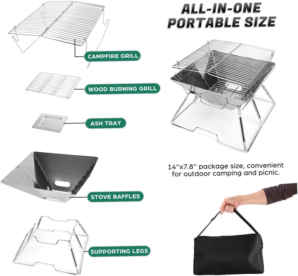 Opvouwbare Camping Vuurkorf Heavy Duty