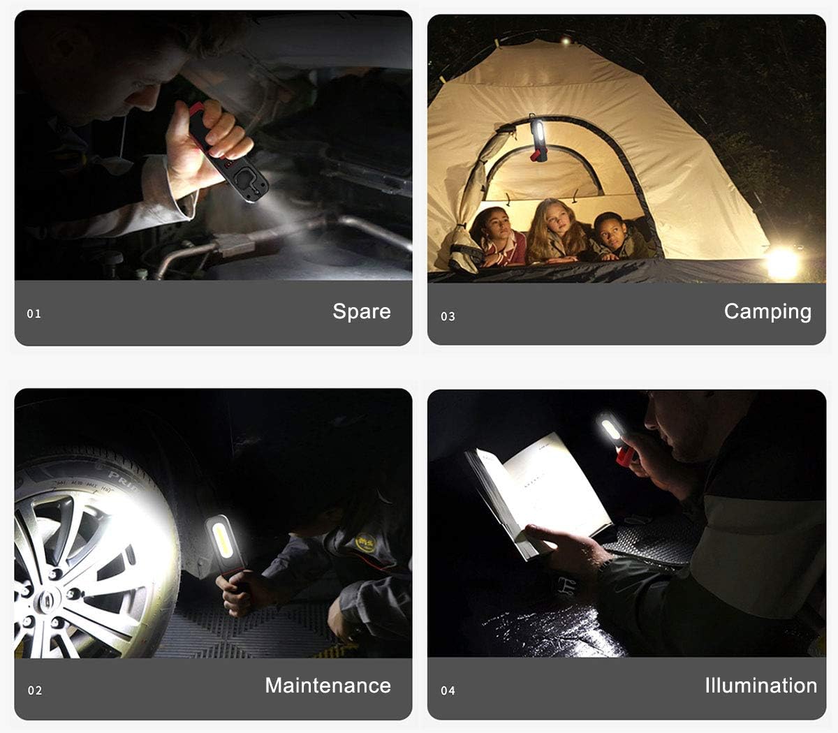 Oplaadbare LED Werklamp – Inspectielamp 2-in-1 met Magnetische Voet & Haak