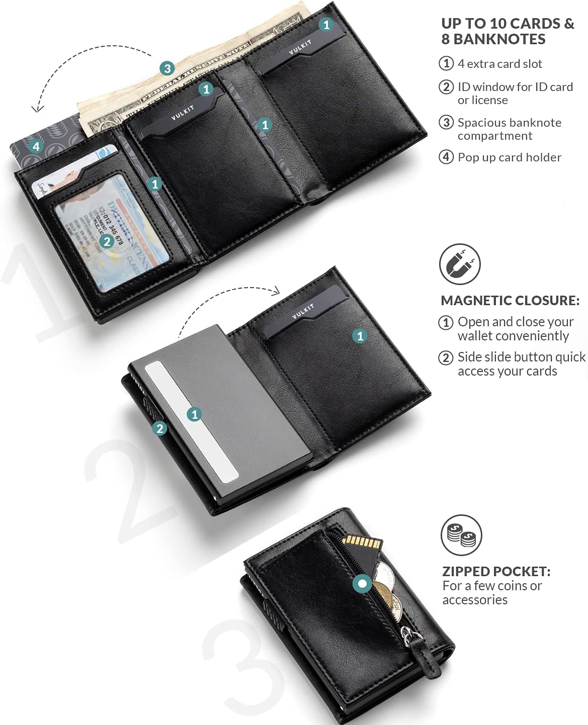π RFID Wallet β Creditcardhouder met Pop-up Mechanisme & Echt Leer