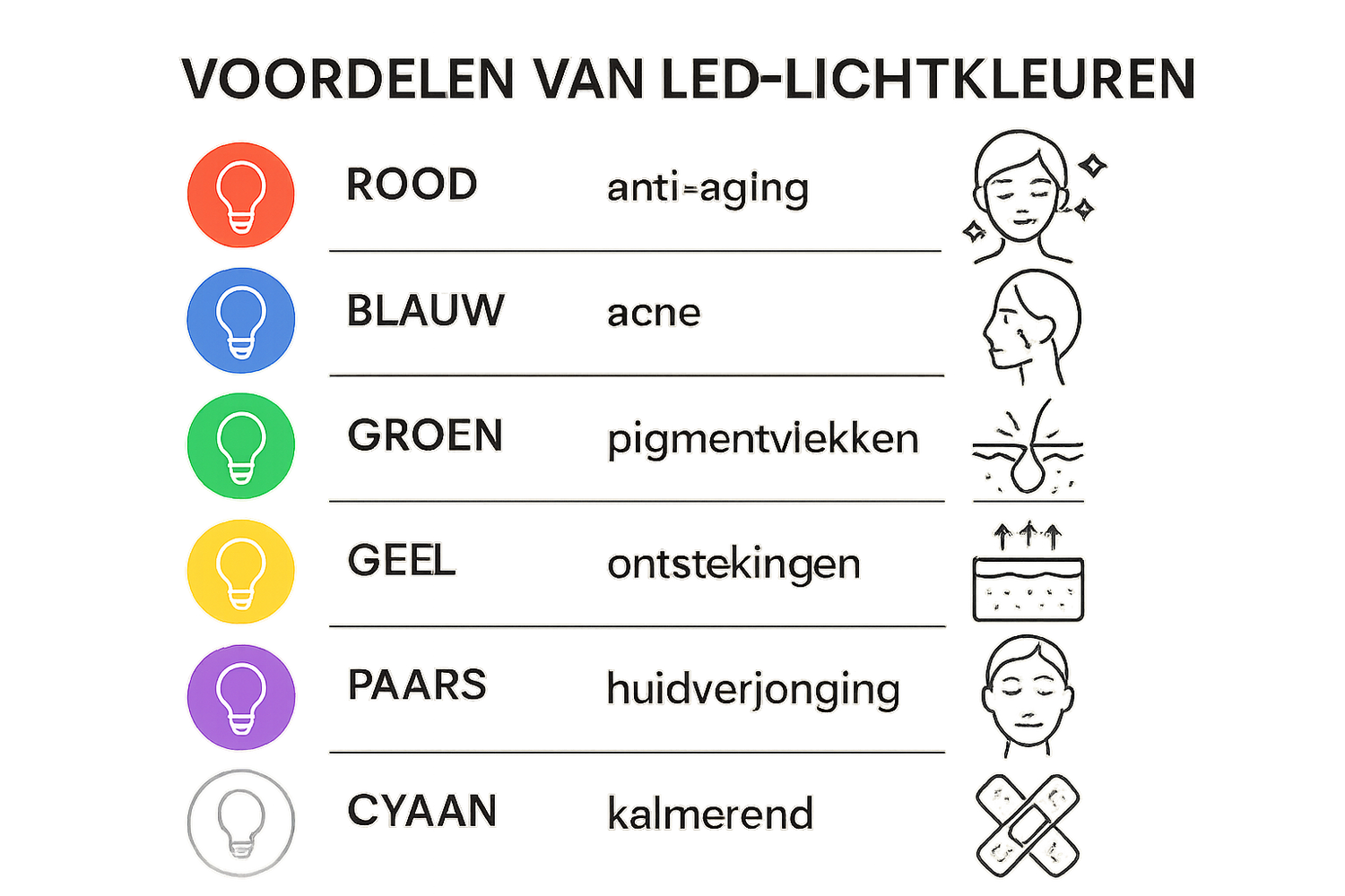 7 LED Kleuren Voordelen Infographic