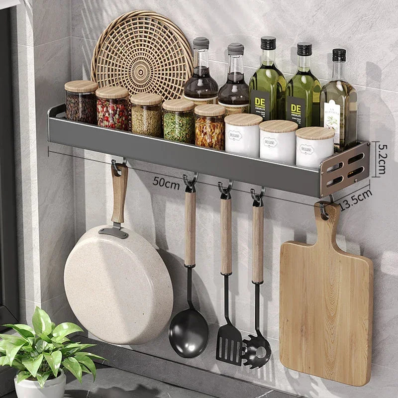 Premium Wandorganizer voor Keuken – 30-40-50cm Kruidenrek met Haken en Houder