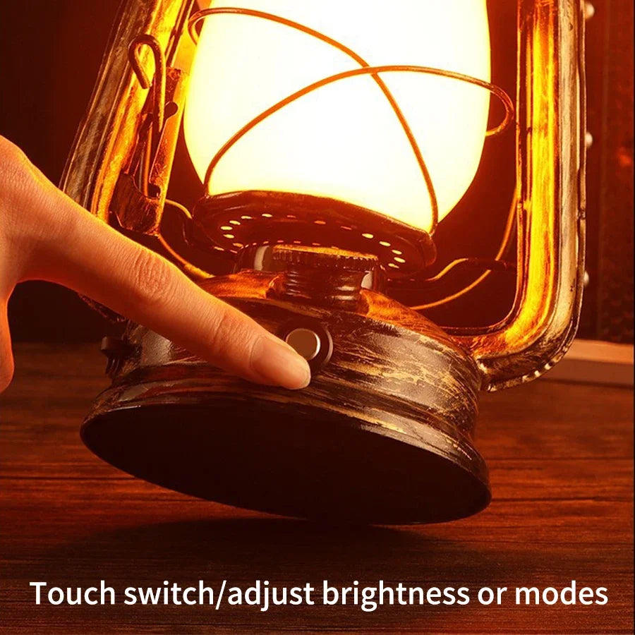 Camping Retro LED Lamp – USB Oplaadbaar & Dimbaar Sfeerverlichting voor Buiten