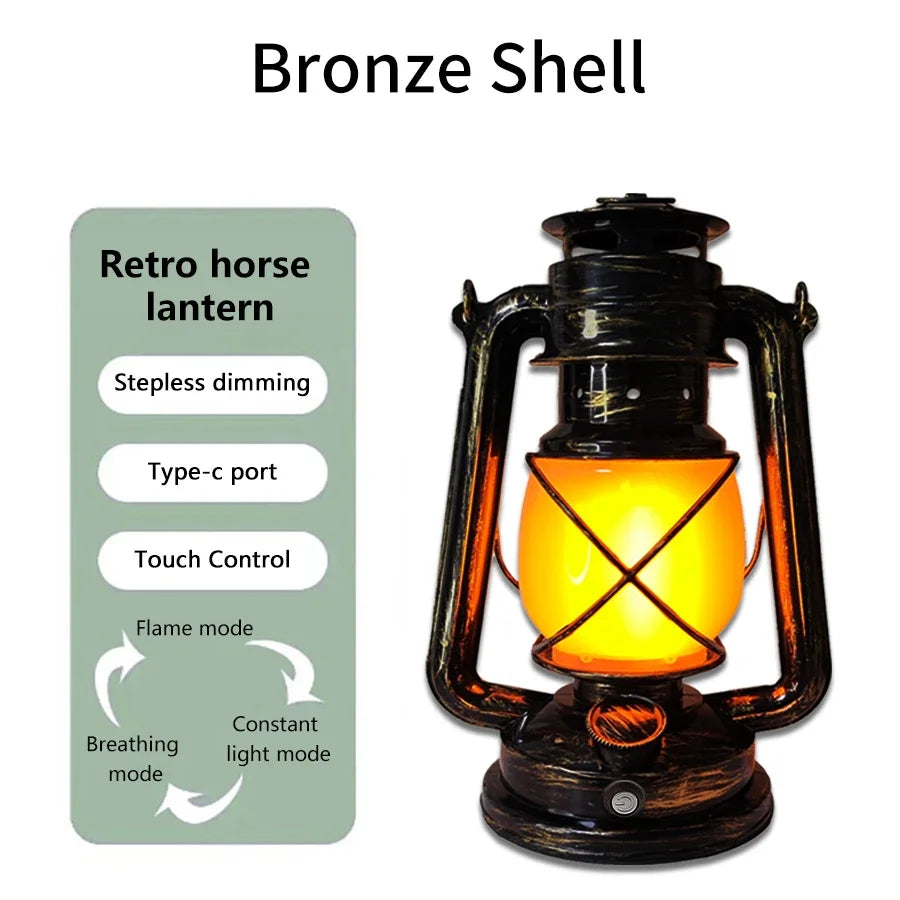 Camping Retro LED Lamp – USB Oplaadbaar & Dimbaar Sfeerverlichting voor Buiten