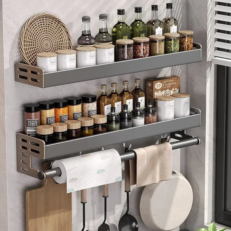 Premium Wandorganizer voor Keuken – 30-40-50cm Kruidenrek met Haken en Houder