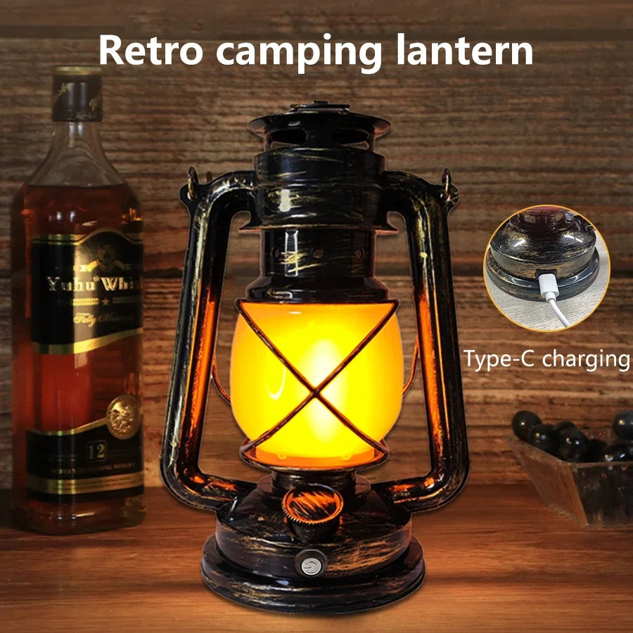 Camping Retro LED Lamp – USB Oplaadbaar & Dimbaar Sfeerverlichting voor Buiten
