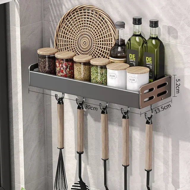 Premium Wandorganizer voor Keuken – 30-40-50cm Kruidenrek met Haken en Houder