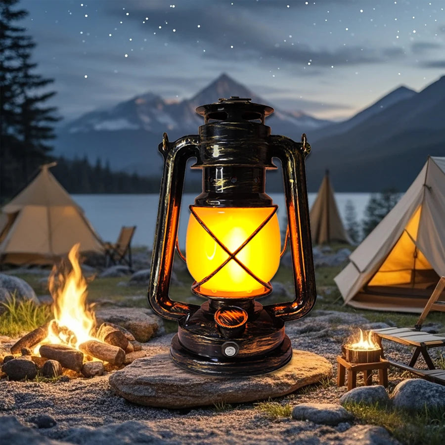 Camping Retro LED Lamp – USB Oplaadbaar & Dimbaar Sfeerverlichting voor Buiten