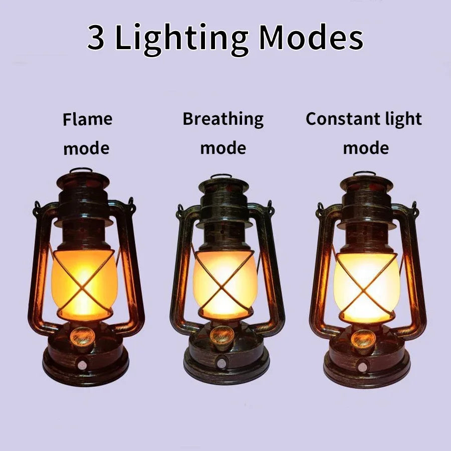 Camping Retro LED Lamp – USB Oplaadbaar & Dimbaar Sfeerverlichting voor Buiten