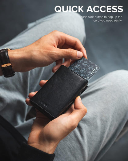 👛 RFID Wallet – Creditcardhouder met Pop-up Mechanisme & Echt Leer