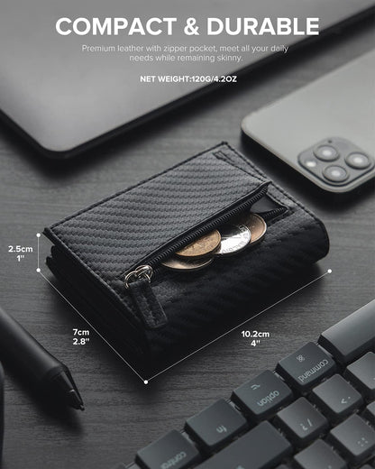 👛 RFID Wallet – Creditcardhouder met Pop-up Mechanisme & Echt Leer