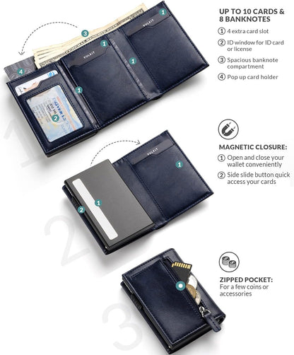 👛 RFID Wallet – Creditcardhouder met Pop-up Mechanisme & Echt Leer