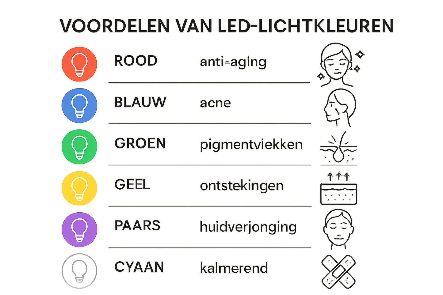 7 LED Kleuren Voordelen Infographic