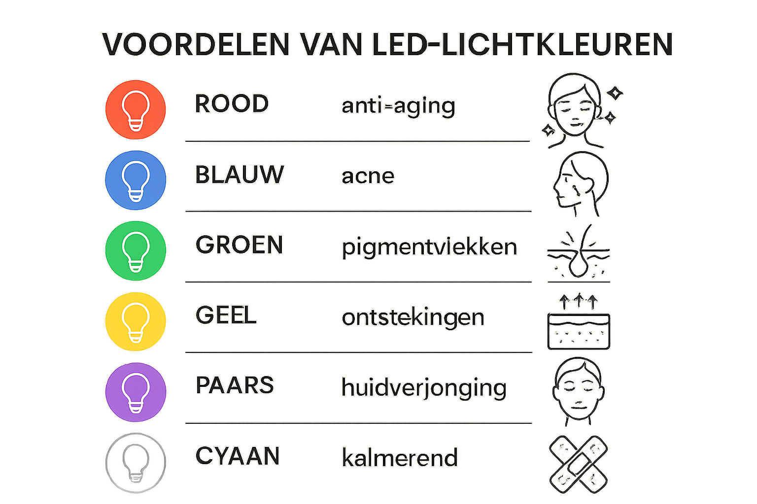 7 LED Kleuren Voordelen Infographic