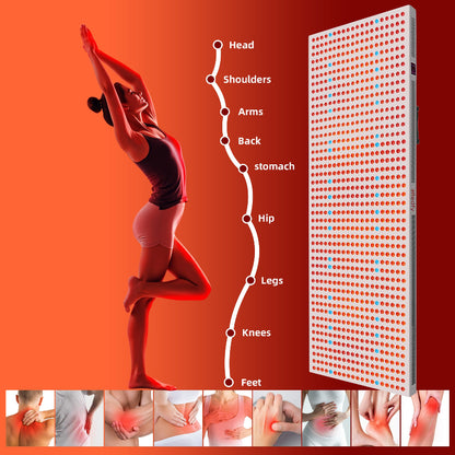 model in fitnesshouding voor een groot roodlicht paneel