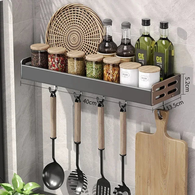 Premium Wandorganizer voor Keuken – 30-40-50cm Kruidenrek met Haken en Houder