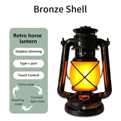 Camping Retro LED Lamp – USB Oplaadbaar & Dimbaar Sfeerverlichting voor Buiten