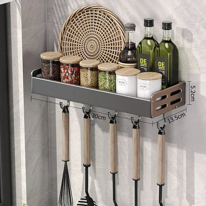 Premium Wandorganizer voor Keuken – 30-40-50cm Kruidenrek met Haken en Houder