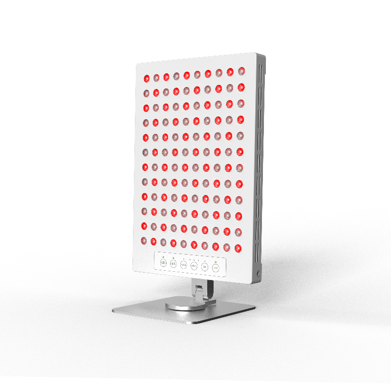 vooraanzicht tafelmodel beetje van links met brandende leds