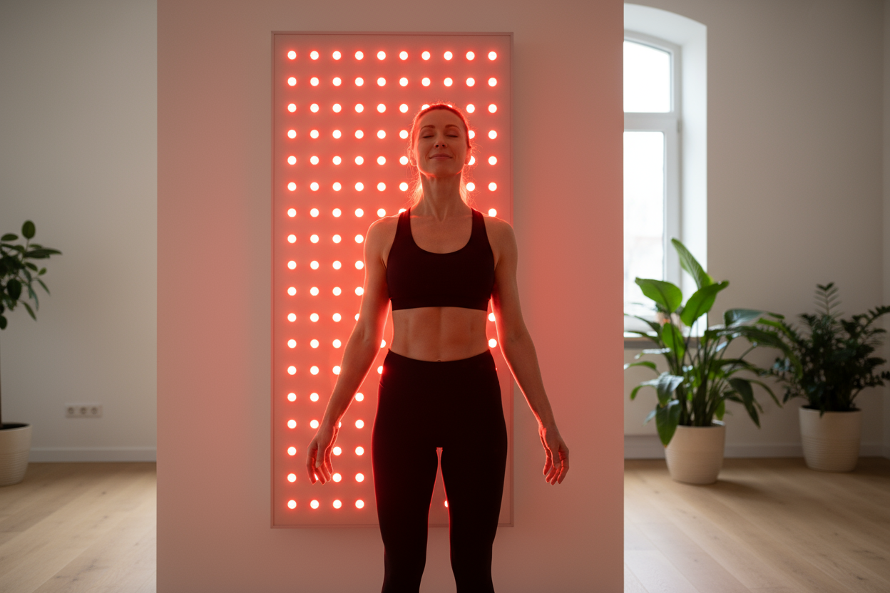 Sportvrouw gebruikt PRO-6000-FS7 roodlicht paneel